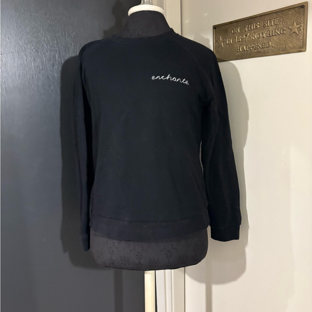 Whistles 100% Cotton Black Sweatshirt with Embroidered Enchante